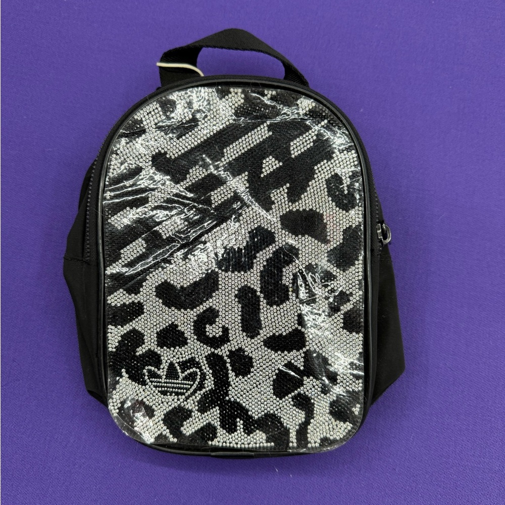 Adidas Black and Silver Rhinestone Mini Backpack